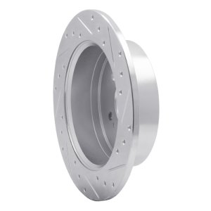 Hyundai Santa Fe Brake Rotor (1) - Rear Left - R1 Concepts - Drilled & Slotted - Silver - `07-`09